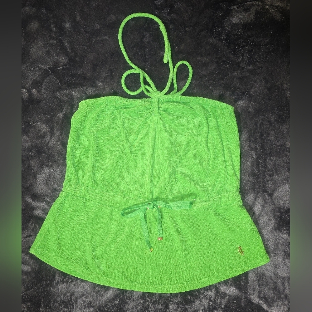 ​Vintage JUICY COUTURE Lime Green Terry Cloth Top  Halter or Bandeau Small New